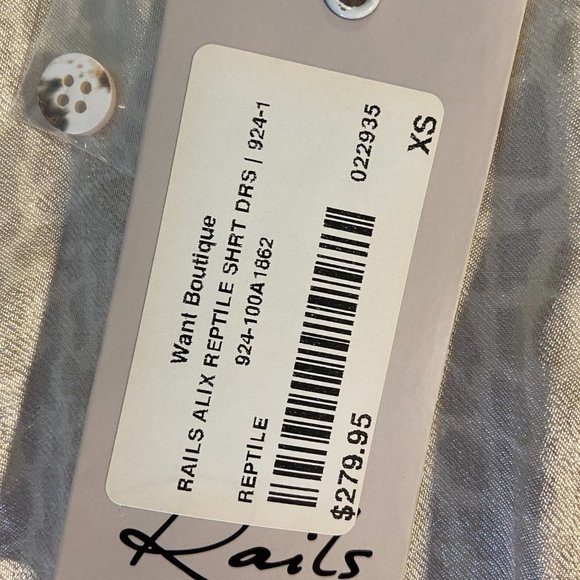 RAILS Alix Reptile Shirt Dress NWT Sz XS - Picture 7 of 16